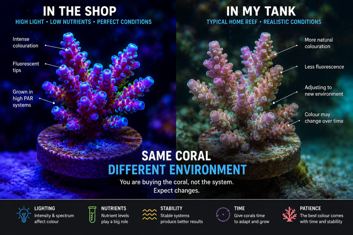 coral look in shop vs at home